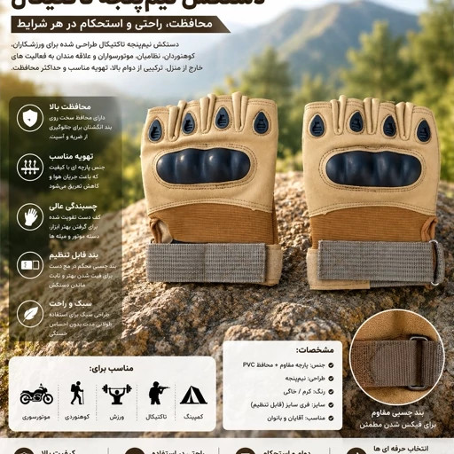 دستکش نیم پنجه تاکتیکال